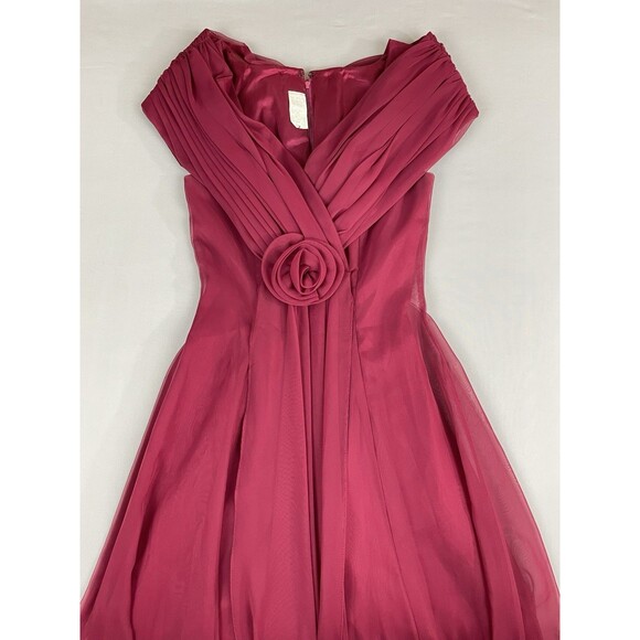 Wrap Cap Sleeve Gown Women’s 3/4 Raspberry Cranberry Bridesmaid Prom Pink USA - Picture 4 of 6